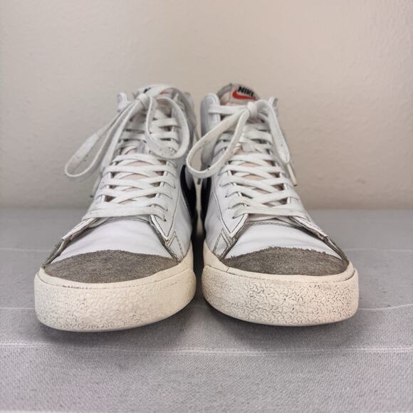 Men’s Nike Blazer Mid 77 Vintage Style Lace Up Leather Sneakers White Black 10 main image 6